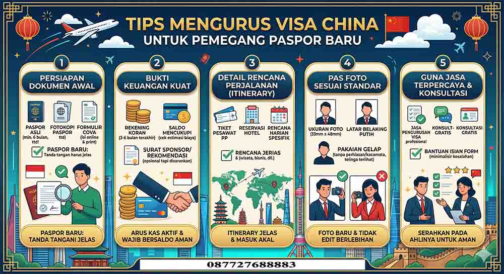 Infografis Tips Mengurus Visa China untuk Pemegang Paspor Baru