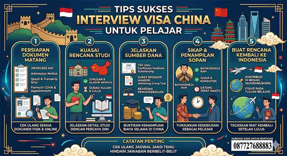 Infografis Tips Sukses Interview Visa China untuk Pelajar