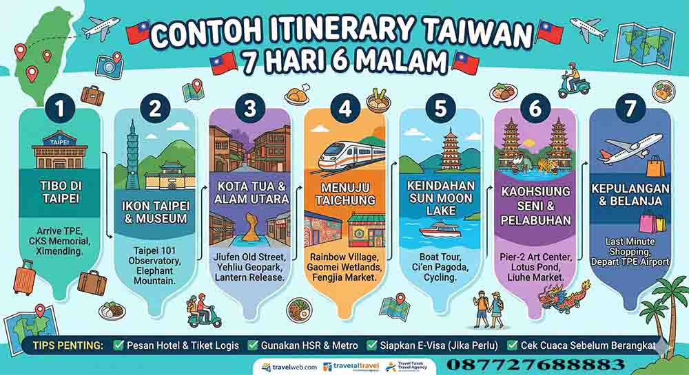 infografis Contoh Itinerary Taiwan