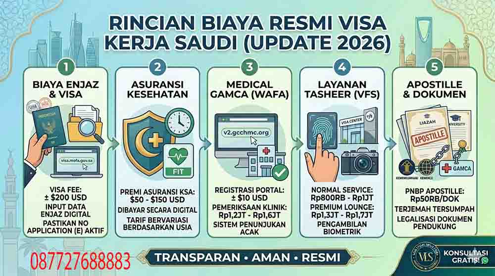 infografis Rincian Biaya Resmi Visa Kerja Saudi