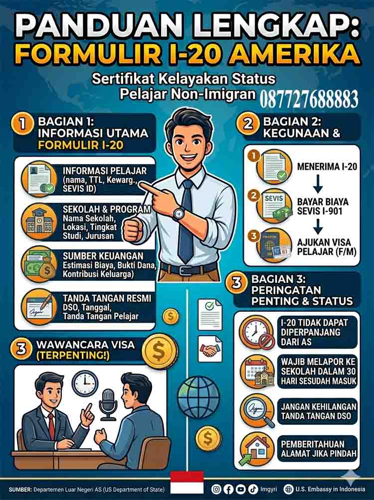 Infografis Formulir I-20 Amerika