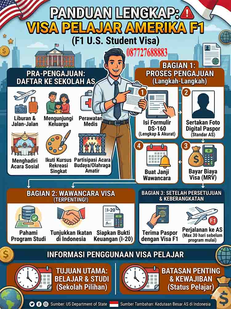 Infografis Visa Pelajar Amerika F1