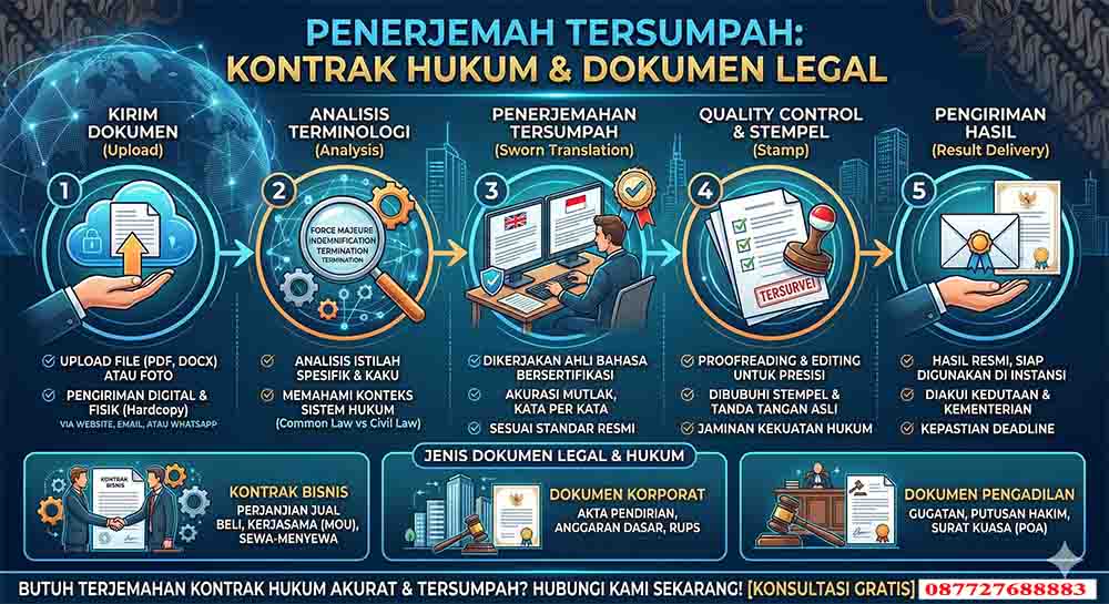 infografis penerjemah tersumpah kontrak hukum dan dokumen legal