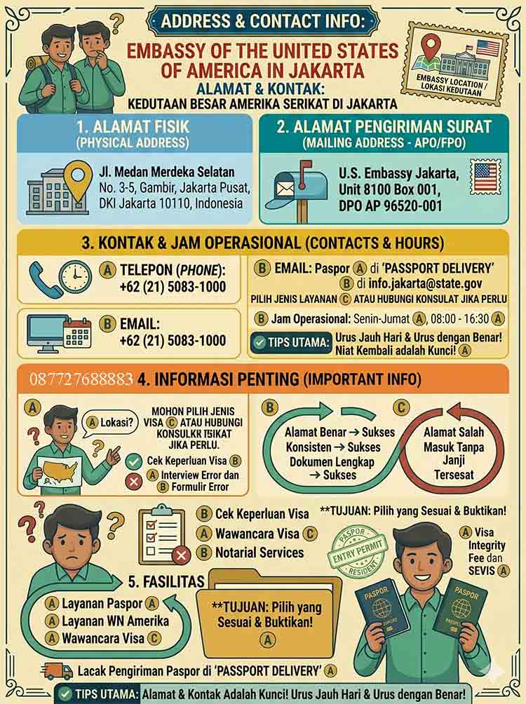 Infografis Alamat Embassy Amerika di Jakarta