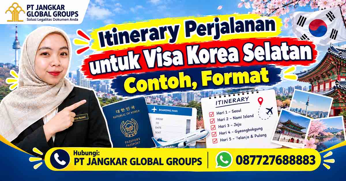 Itinerary Perjalanan untuk Visa Korea Selatan Contoh, Format