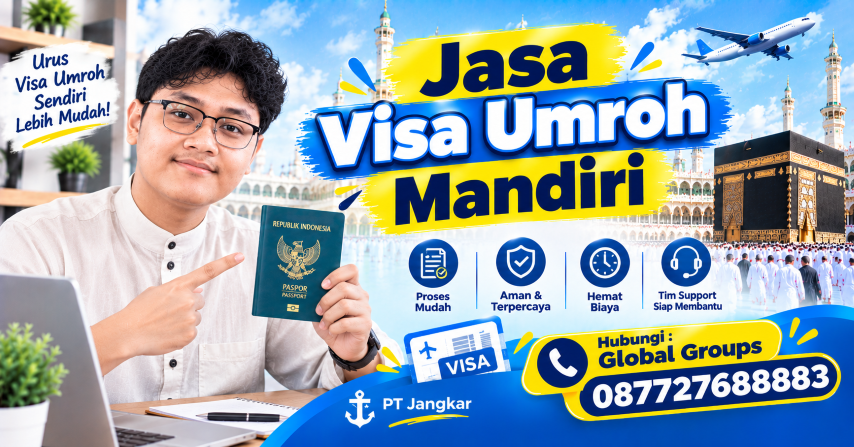 Jasa visa umroh mandiri membantu persiapan dokumen, pemeriksaan data, pengajuan, dan pemantauan visa agar proses administrasi umroh lebih terarah.