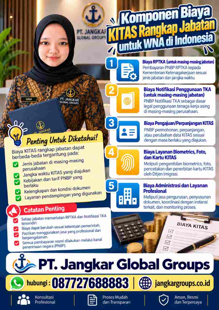 Komponen Biaya KITAS Rangkap Jabatan untuk WNA di Indonesia Komponen Biaya KITAS Rangkap Jabatan untuk WNA di Indonesia