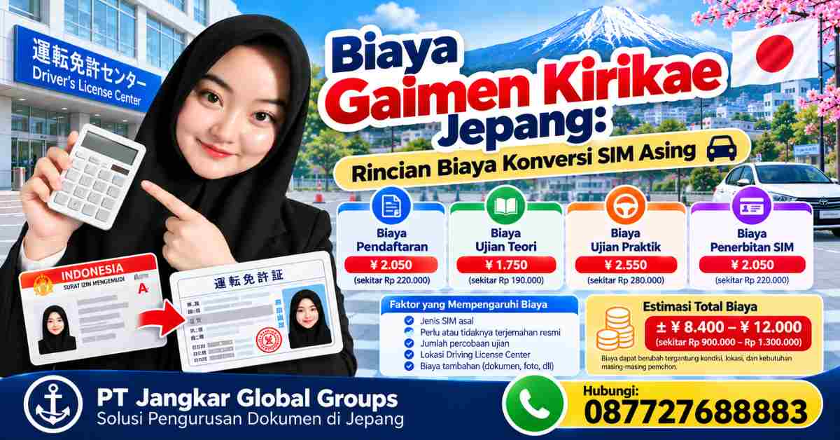 Biaya Gaimen Kirikae Jepang Rincian Biaya Konversi SIM Asing