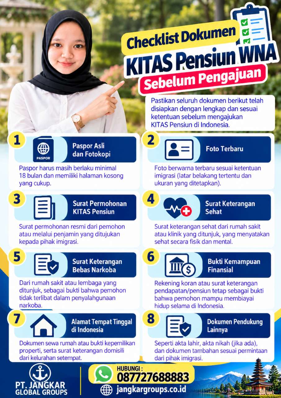 Checklist Dokumen KITAS Pensiun WNA Sebelum Pengajuan Checklist Dokumen KITAS Pensiun WNA Sebelum Pengajuan