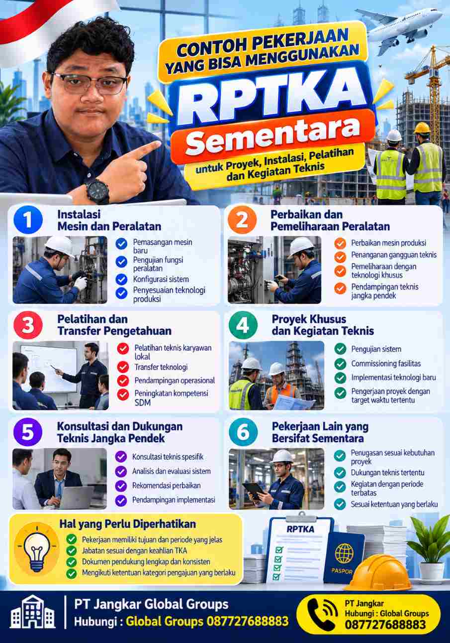 Contoh Pekerjaan yang Bisa Menggunakan RPTKA Sementara
