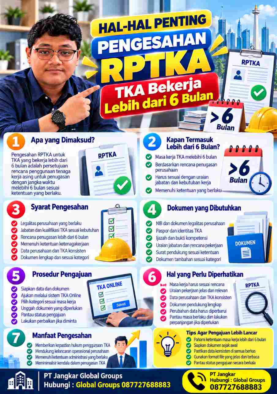 Hal Penting Pengesahan RPTKA untuk TKA Bekerja Lebih dari 6 Bulan