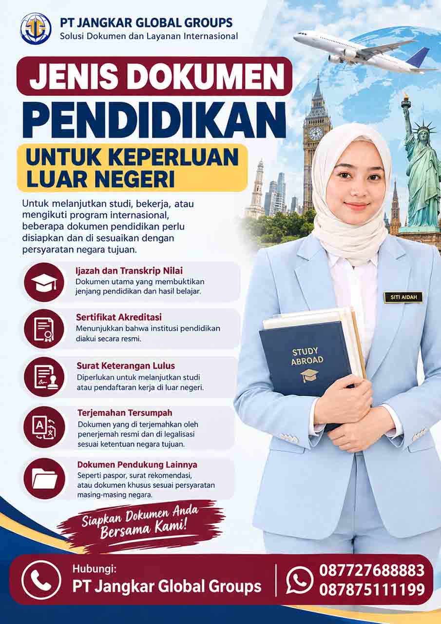 Jenis Dokumen Pendidikan untuk Keperluan Luar Negeri