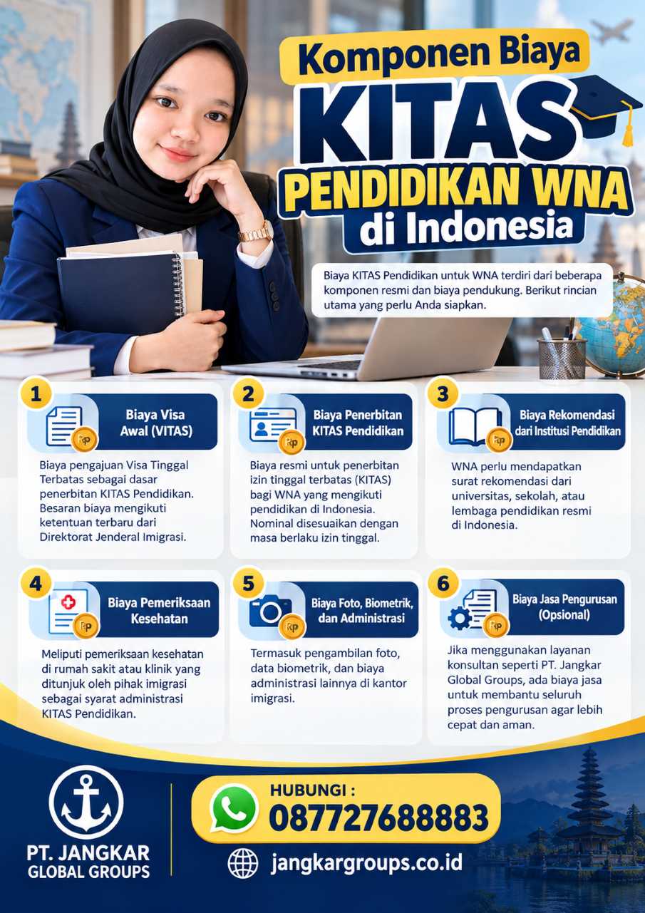 Komponen Biaya KITAS Pendidikan WNA di Indonesia Komponen Biaya KITAS Pendidikan WNA di Indonesia