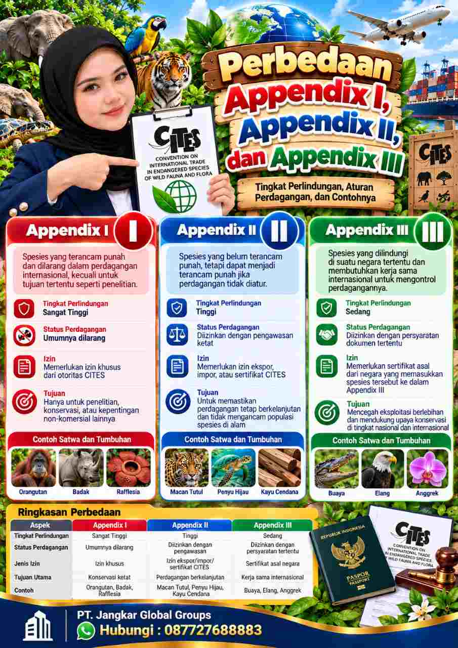 Perbedaan Appendix CITES I, II, dan III (1)