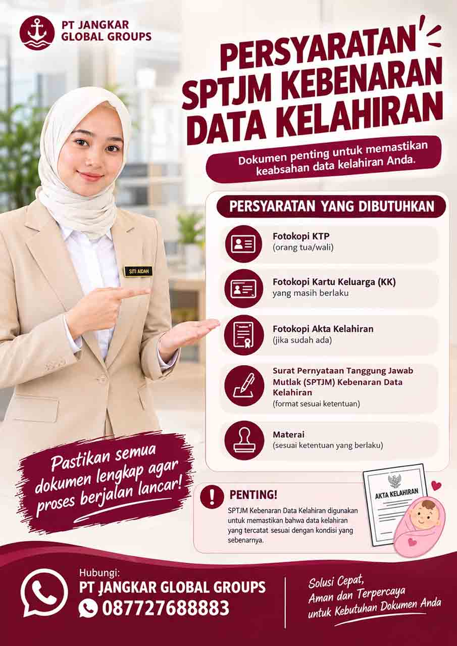 Persyaratan SPTJM Kebenaran Data Kelahiran