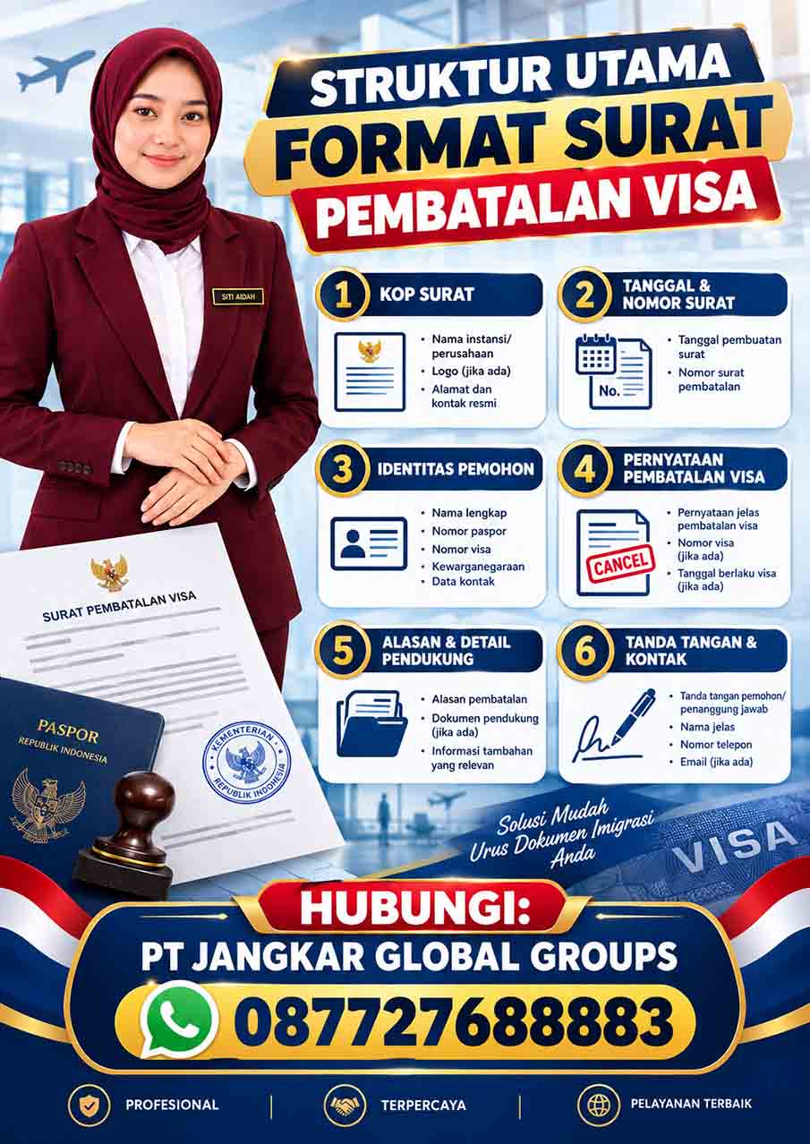 Struktur Utama Format Surat Pembatalan Visa Struktur Utama Format Surat Pembatalan Visa