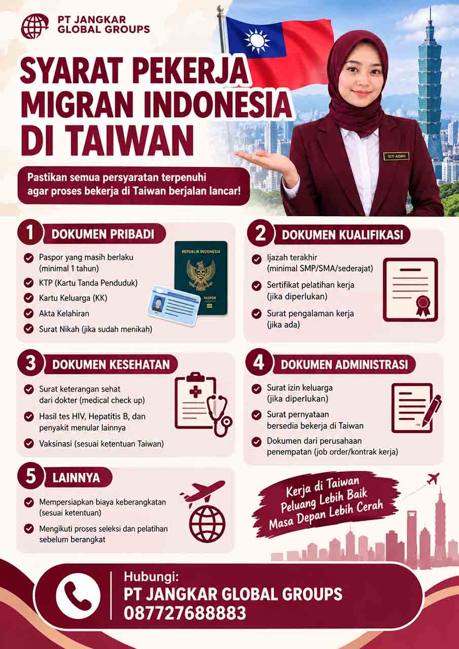 Syarat Pekerja Migran Indonesia di Taiwan