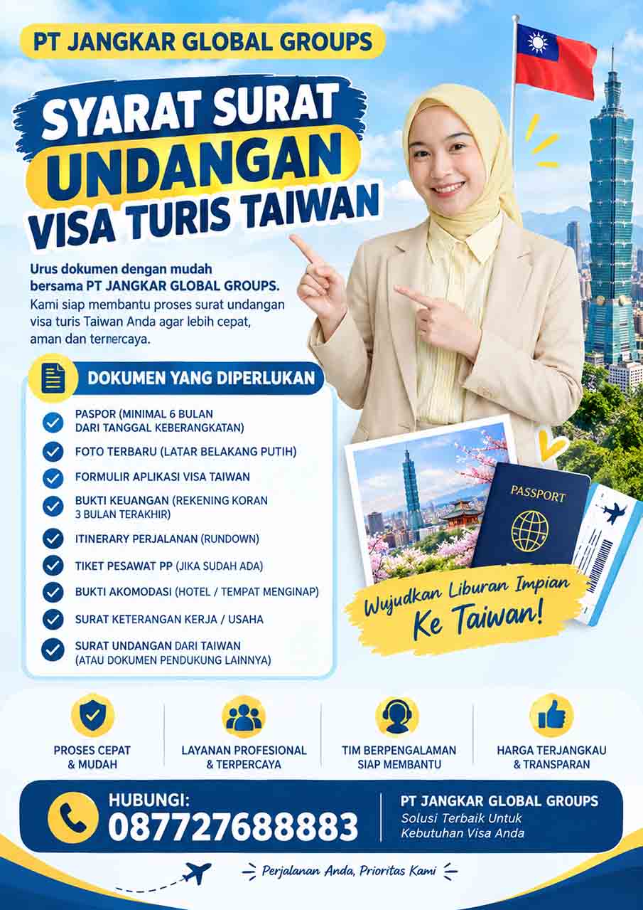 Syarat Surat Undangan Visa Turis Taiwan