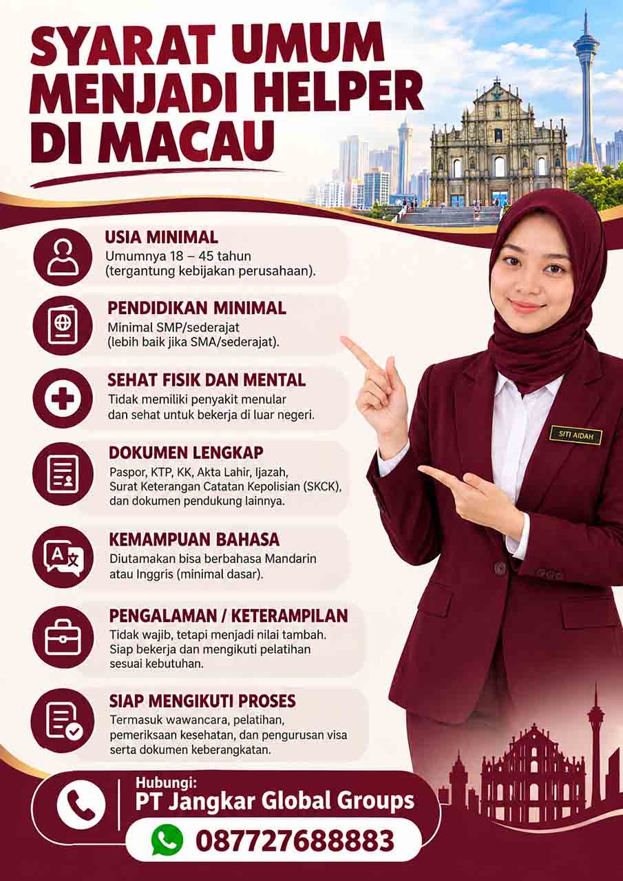 Syarat Umum Menjadi Helper di Macau