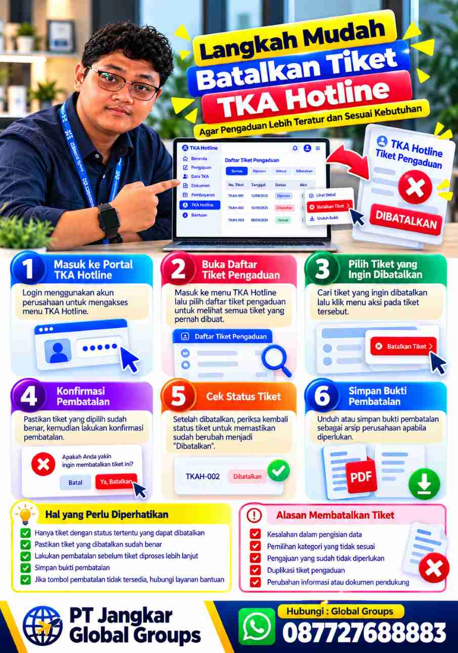 membatalkan pembuatan tiket TKA hotline
