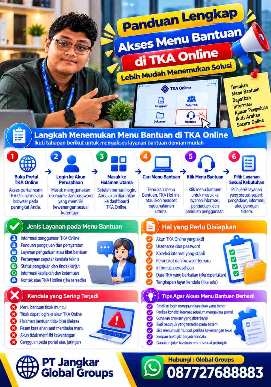 membuka menu bantuan hotline di TKA online