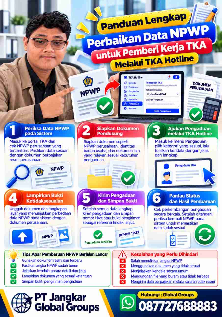 update NPWP pemberi kerja TKA di TKA hotline